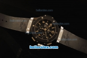 Hublot Big Bang Polo Gold Cup Chronograph Swiss Valjoux 7750 Automatic Movement Ceramic Case and Bezel with Black Dial and Black Rubber Strap-1:1 Original