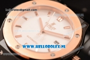 Hublot Classic Fusion 9015 Auto PVD/Rose Gold Case with White Dial and Black Leather Strap