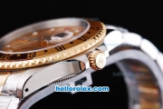 Rolex GMT Master II Automatic Movement Gold Dial with Gold Bezel and Diamond Marking-Two Tone Strap