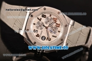 Audemars Piguet Royal Oak Offshore Chrono Miyota OS10 Quartz Steel Case with White Dial Arabic Numeral Markers and Grey Leather Strap