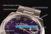 Rolex Datejust Asia 2813 Automatic Steel Case with Purple Dial and Roman Numeral Markers(BP)
