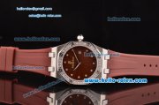 Audemars Piguet Royal Oak Lady Miyota OS2035 Quartz Steel Case with Brown Dial Diamond Bezel and Brown Rubber Strap