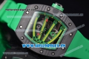 Richard Mille RM 59-01 Miyota 9015 Automatic PVD Case with Skeleton Dial Dot/Arabic Numeral Markers and Green Rubber Strap