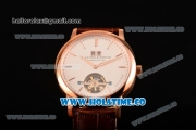 A.Lange&Sohne Saxonia Tourbillon Asia Automatic Rose Gold Case with White Dial Brown Leather Strap and Stick Markers