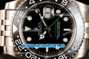 Rolex GTM-Master II 2836 Automatic Steel Case with Black Dial Dots Markers and Steel Bracelet
