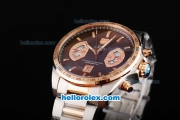 Tag Heuer Carrera Calibre 17 Chronograph Quartz Movement Rose Gold Bezel with Brown Dial and Rose Gold Stick Markers-Two Tone Strap