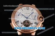 Cartier Ballon Bleu De Tourbillon Asia ST25 Automatic Rose Gold Case with Silver Dial and Black Leather Strap