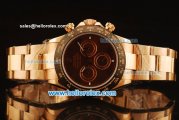 Rolex Daytona Chronograph Swiss Valjoux 7750 Automatic Rose Gold Case and Brown Dial with PVD Bezel-Rose Gold Strap