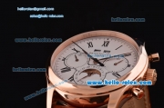 Patek Philippe Complications ST18 Automatic Rose Gold Case with Black Roman Numeral Markers and White Dial