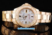 Rolex Yachtmaster Oyster Perpetual Automatic Movement Full Rose Gold Case/Strap with White MOP Dial and Diamond Hour Marker