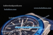 IWC Ingenieur Asia ST Automatic Steel Case with Blue Rubber Strap Stick Markers and Blue Dial