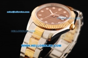 Rolex Datejust II Oyster Perpetual Automatic Movement Steel Case with Diamond Markers and Rose Gold Bezel-Two Tone Strap