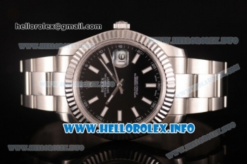 Rolex Datejust II Swiss ETA 2836 Automatic Full Steel with Black Dial and Luminous Stick Markers (BP)