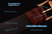 IWC Portuguese Asia 6497-CHG Manual Winding Rose Gold Case and Brown Leather Strap White Dial