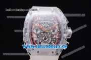 Richard Mille RM 011 Felipe Massa Flyback Chronograph Swiss Valjoux 7750 Automatic Sapphire Crystal Case with Aerospace Nano Translucent and Skeleton Dial Strap