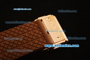 Hublot Big Bang Chronograph Miyota Quartz Rose Gold Case with Brown Carbon Fiber Dial and Brown Rubber Strap