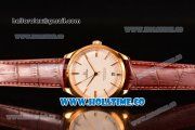 Omega De Ville Trésor Master Co-Axial Clone Omega 8511 Automatic Yellow Gold Case with White Dial Brown Leather Strap and Stick Markers (H)