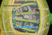 Richard Mille RM 59-01 Miyota 9015 Automatic Carbon Nanotubes Case with Skeleton Dial Yellow Inner Bezel and Yellow Rubber Strap