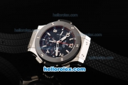 Hublot Big Bang Swiss Valjoux 7750 Chronograph Movement Steel Case with Black Dial and Ceramic Bezel-Black Rubber Strap