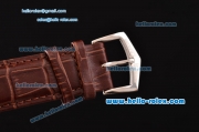 Patek Philippe Grand Complication Chronograph Miyota OS20 Quartz Steel Case with Stick Markers and Brown Leather Strap