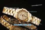 Tag Heuer Aquaracer Swiss ETA Quartz Movement Gold Bezel with White Dial and Two Tone Strap