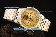 Breitling Tourbillon Automatic Full Steel with Yellow Dial and Stick Markers