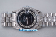 Rolex Day-Date Oyster Perpetual Automatic Full Diamond with Black Dial-Big Calendar
