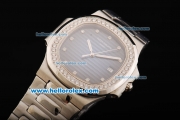 Patek Philippe Nautilus Swiss ETA 2892 Automatic Movement Full Steel with Blue Dial and Diamond Markers/Bezel