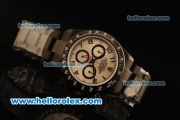 Rolex Daytona Chronograph Swiss Valjoux 7750 Automatic Movement PVD Case White Dial with Arabic Numerals and PVD Strap