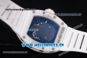 Richard Mille RM052 Miyota 9015 Automatic Ceramic Case with Skull Dial and White Rubber Strap Dot Markers