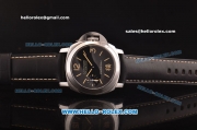 Panerai Luminor Marina Fu PAM 366 Swiss ETA 6497 Manual Winding Steel Case with Black Dial and Black Leather Strap