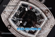 Richard Mille RM010 Miyota 9015 Automatic Steel/Diamonds Case with Skeleton Dial and White Inner Bezel