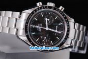 Omega Speedmaster Chronograph Asia Valjoux 7750 Automatic with Black Dial and Black Bezel