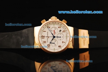 Ulysse Nardin Maxi Marine Chronograph Swiss Valjoux 7750 Automatic Movement Gold Case with White Dial and Black Rubber Strap
