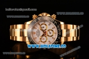 Rolex Daytona Chrono Swiss Valjoux 7750 Automatic Yellow Gold Case/Bracelet with White Dial Ceramic Bezel and Stick Markers (BP)