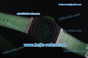 Hublot Big Bang Swiss Valjoux 7750 Automatic Movement PVD Case with Black Dial and Green Leather Strap