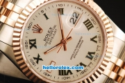 Rolex Datejust Automatic Movement ETA Coating Case with White Dial and Two Tone Strap-36mm