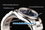 Rolex Oyster Perpetual Air-King Swiss ETA 2836 Automatic Movement Silver Case with Blue Dial and Brown Second Hand