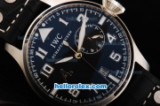 IWC Big Pilot Swiss Valjoux 7750 Automatic Movement Steel Case with Black Dial-Black Leather Strap