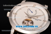 Vacheron Constantin Patrimony Tourbillon Swiss ETA 2824 Automatic Steel Case with White Dial and Diamonds Markers