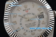 Rolex Sky-Dweller Asia 2813 Automatic Stainless Steel Case with Black Leather Strap and White Dial Numeral Markers