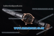 IWC Ingenieur Miyota 8205 Automatic Rose Gold Case with Black Dial Stick Markers and Black Leather Strap (YF)