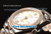 Rolex Datejust 31 Steel 2836 Auto With Steel Bracelet Sliver Dial Roman Diamond Bezel