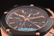 IWC Ingenieur Doppelchronograph Asia ST17 Automatic Rose Gold Case with Black Bezel and Black Dial - 7750 Coating