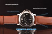 Panerai Luminor Marina Logo PAM 005 Swiss ETA 6497 Manual Winding Steel Case with Black Dial and Brown Leather Strap - 1:1 Original