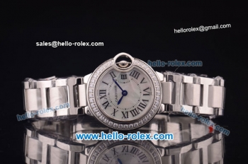 Cartier Ballon bleu de Swiss ETA Quartz Steel Case with Diamond Bezel and White MOP Dial-1:1 Original