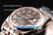 Rolex Datejust Clone Rolex 3135 Automatic Steel Case with Black Dial and Roman Numeral Markers Steel Bracelet