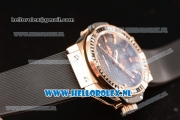 Hublot Big Bang Tutti Japanese Miyota Quartz Rose Gold Case with Black Dial Stick Markers and Black Rubber Strap