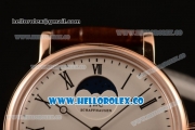 IWC Portofino Vintage Moonphase Asia 6497 Manual Winding Rose Gold Case with White Dial and Brown Leather Strap - (AAAF)