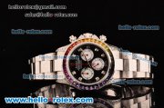 Rolex Daytona Rainbow Chrono Swiss Valjoux 7750-SHG Automatic Steel Case with Diamond Bezel Black Markers and Diamond Markers